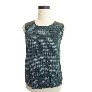 Banana Republic Blue and Green Geometric Sleeveless Boho Blouse Tank Top M